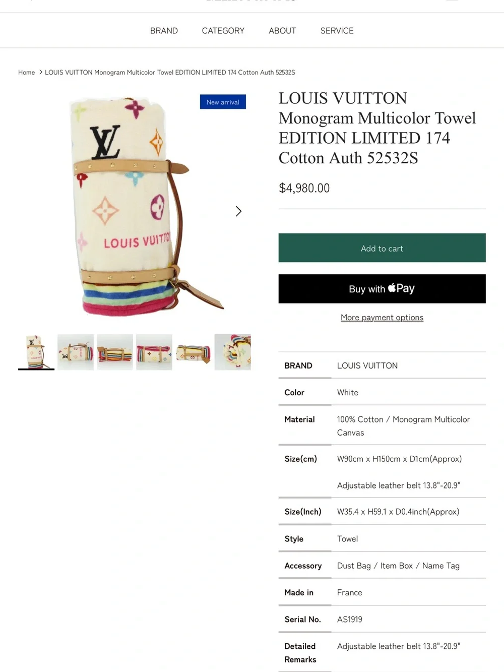 LOUIS VUITTON Vintage Murikami Multicolor Beach Towel
